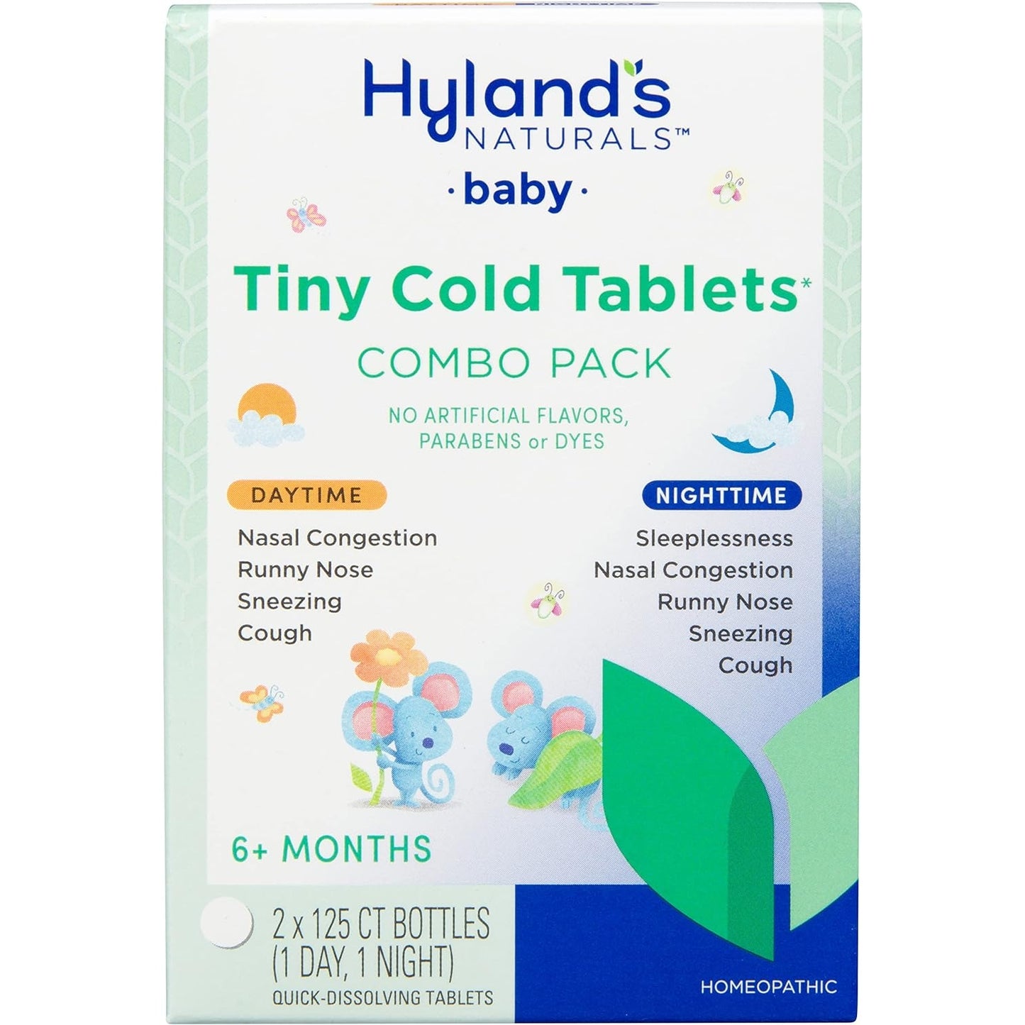 Hyland’s Baby Tiny Cold Tablets, Day & Night Value Pack, Infant and Baby Cold Medicine, Decongestant, Runny Nose & Cough Relief, 250 Quick-Dissolving Tablets - Medaid