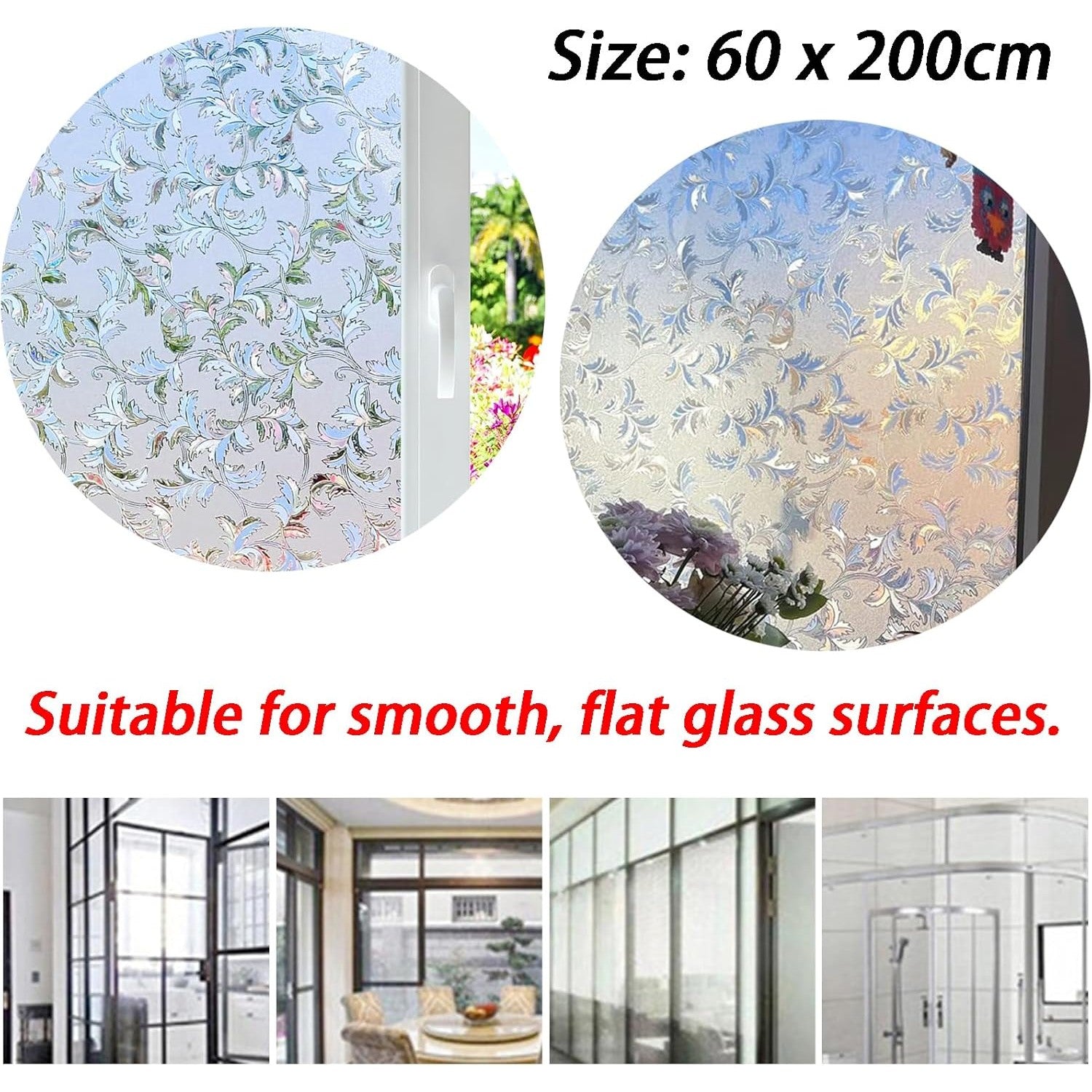 Frosted Stained Glass Window Film | Decorative PVC Privacy Cling | Non-Adhesive Static Design | Easy Installation | Enhance Home Décor | Size: 60 x 200cm - Medaid