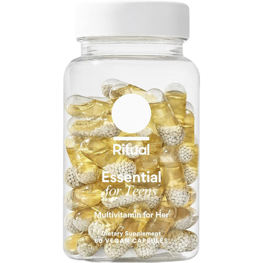 Ritual Teen Vitamins for Girls - Zinc, Vitamin A and D3 for Immune Function Support*, Omega-3 DHA & B12 for Brain Health, Non-GMO, Mint Essenced, 30 Day Supply, 60 Vegan Capsules - Medaid
