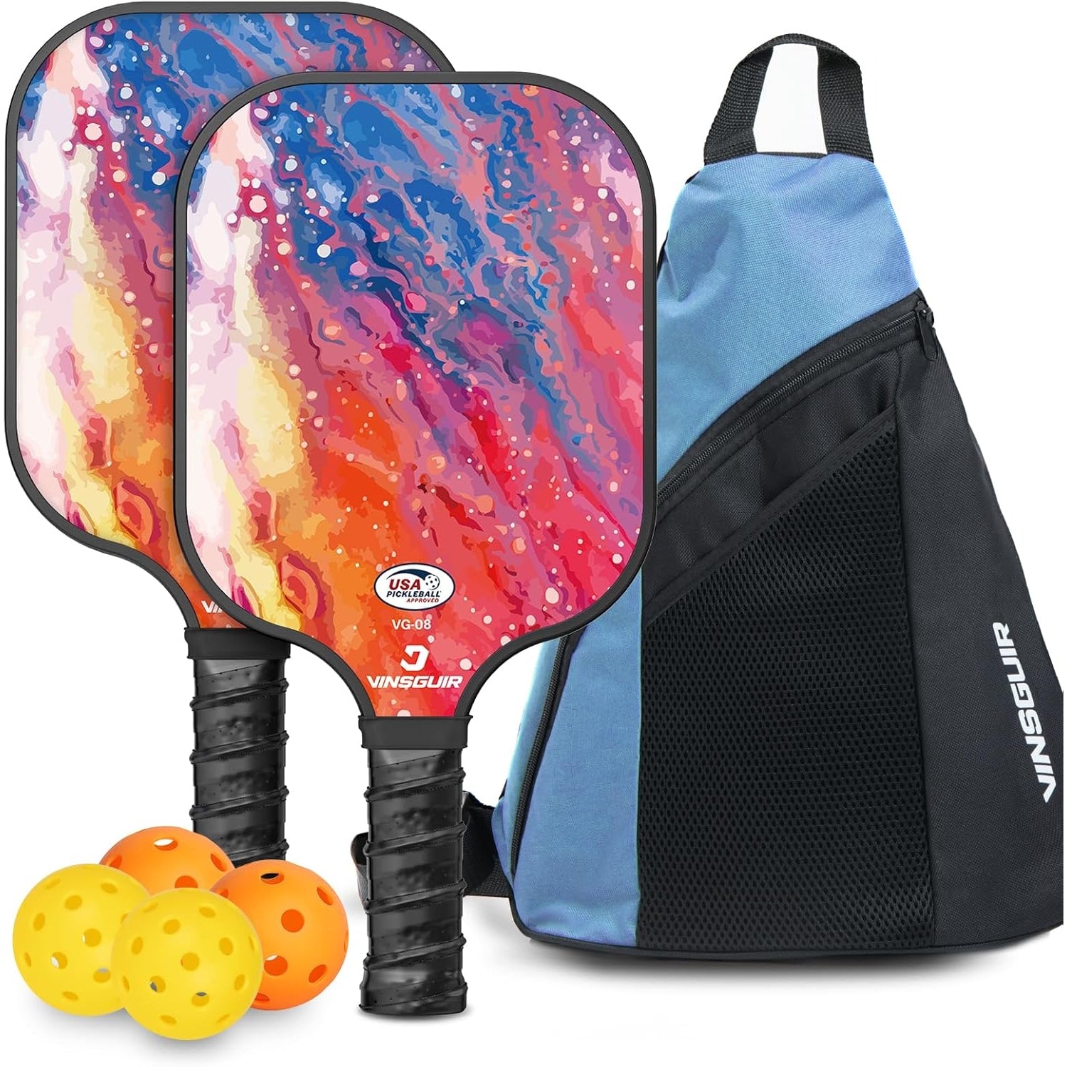 VINSGUIR Pickleball Paddles, Fiberglass Pickleball Paddles Set of 2, Lightweight Pickleball Rackets with Pickleball Carrying Bag, Pickleball Gifts for Beginners & Pros - Medaid