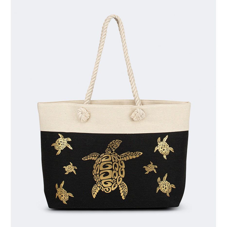 Top Ten Chic Women Beach Bag Black/Gold - Medaid International