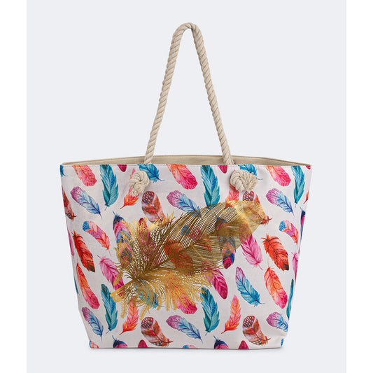 Oil And Gaz Chic Women Beach Bag Blue/Gold - Medaid