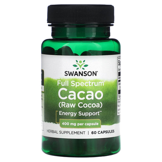 Swanson, Full Spectrum Cacao (Raw Cocoa), 400 mg , 60 Capsules - Medaid
