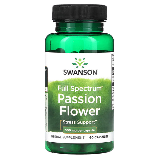 Swanson, Full Spectrum Passion Flower, 500 mg, 60 Capsules - Medaid