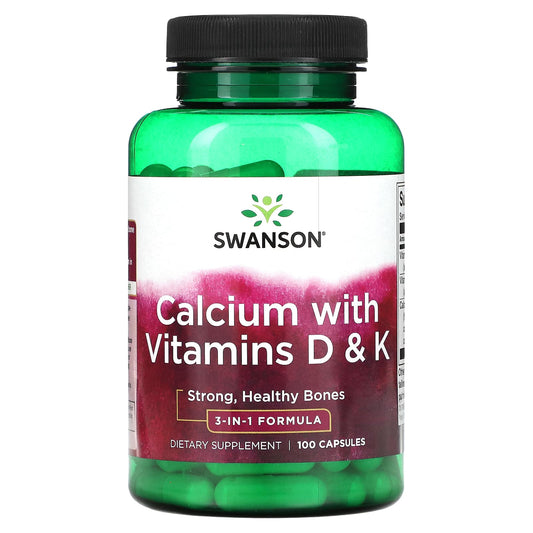 Swanson, Calcium with Vitamins D & K, 100 Capsules - Medaid
