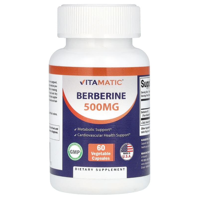 Vitamatic, Berberine, 500 mg, 60 Vegetable Capsules - Medaid