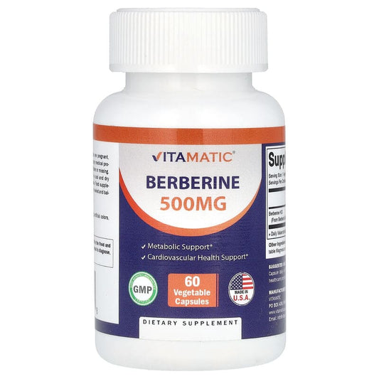 Vitamatic, Berberine, 500 mg, 60 Vegetable Capsules - Medaid