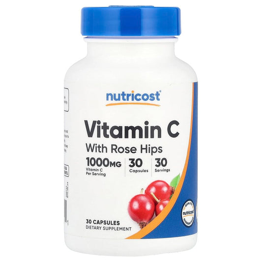 Nutricost, Vitamin C With Rose Hips, 30 Capsules - Medaid
