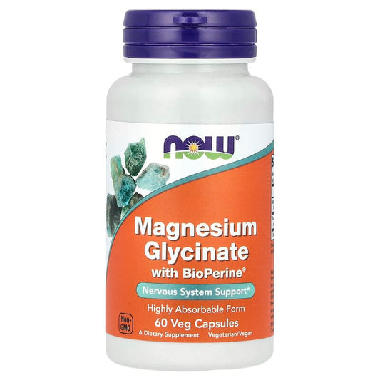 NOW Foods, Magnesium Glycinate, 60 Veg Capsules - Medaid