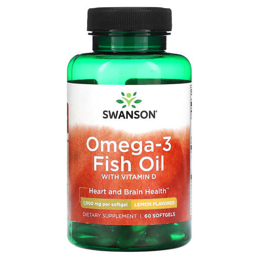 Swanson, Omega-3 Fish Oil, Lemon, 60 Softgels - Medaid