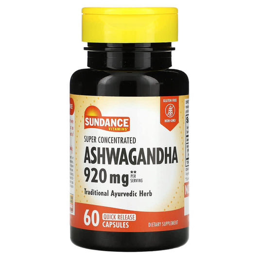 Sundance Vitamins, Super Concentrated Ashwagandha, 920 mg, 60 Quick Release Capsules - Medaid International