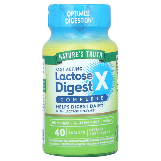Nature's Truth, Fast Acting Lactose Digest X Complete, 90 mg, 40 Tablets - Medaid