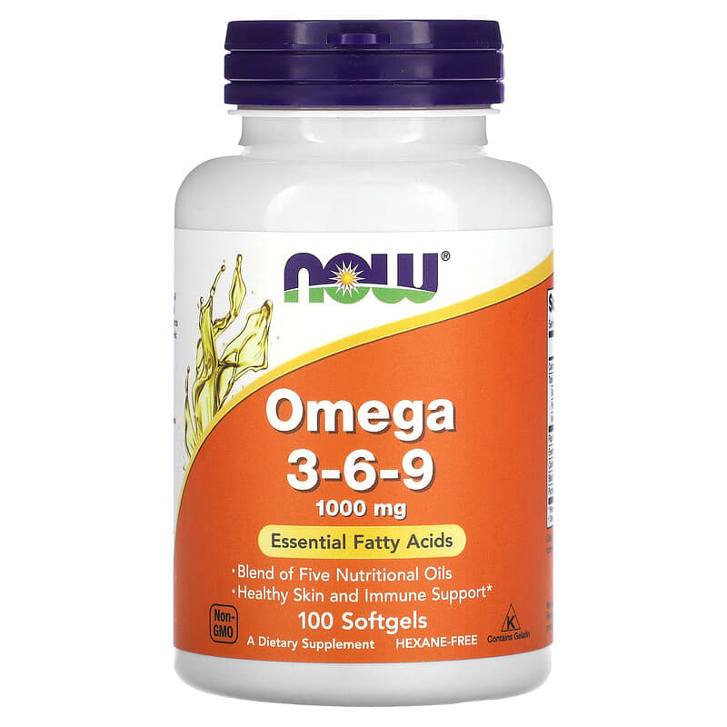 NOW Foods, Omega 3-6-9, 1,000 mg, 100 Softgel - Medaid