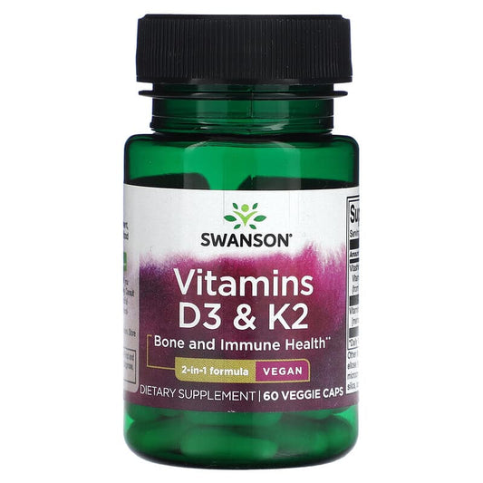 Swanson, Vitamins D3 & K2, 60 Veggie Caps - Medaid