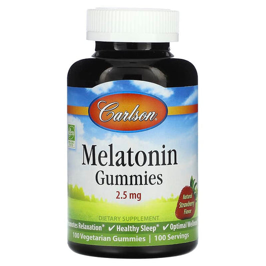 Carlson, Melatonin Gummies, Natural Strawberry, 2.5 mg , 100 Vegetarian Gummies - Medaid