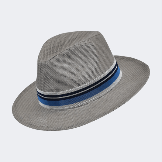 Stamion Fedora Zen Stretch Ribbon Men Beach Hat Grey - Medaid