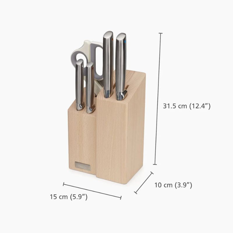 Joseph Joseph Elevate™ Fusion 5-piece Knife & Scissor Set with Beechwood Block - Medaid