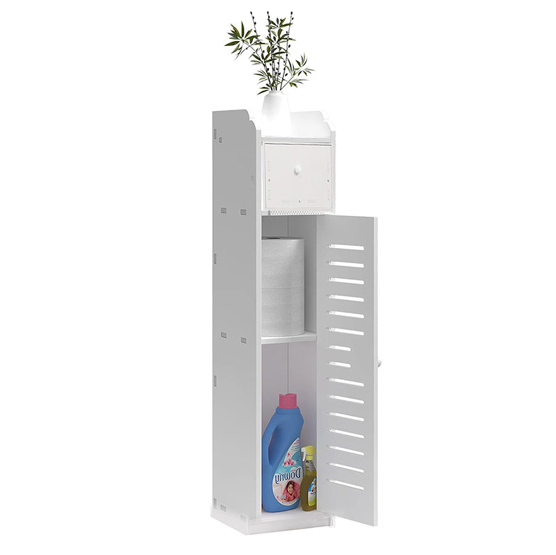 90 CM Multipurpose Waterproof Storage Cabinet with Drawer Free Standing Organizer Cabinets with Door for Bathroom Bedroom Kitchen Hallway White - Medaid