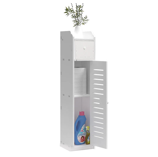 90 CM Multipurpose Waterproof Storage Cabinet with Drawer Free Standing Organizer Cabinets with Door for Bathroom Bedroom Kitchen Hallway White - Medaid