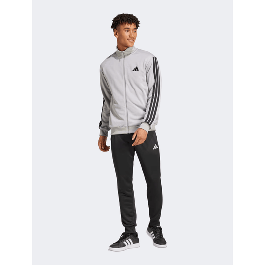 Adidas Basic 3 Stripes French Terry Men Sportswear Tracksuit Grey Heather - Medaid