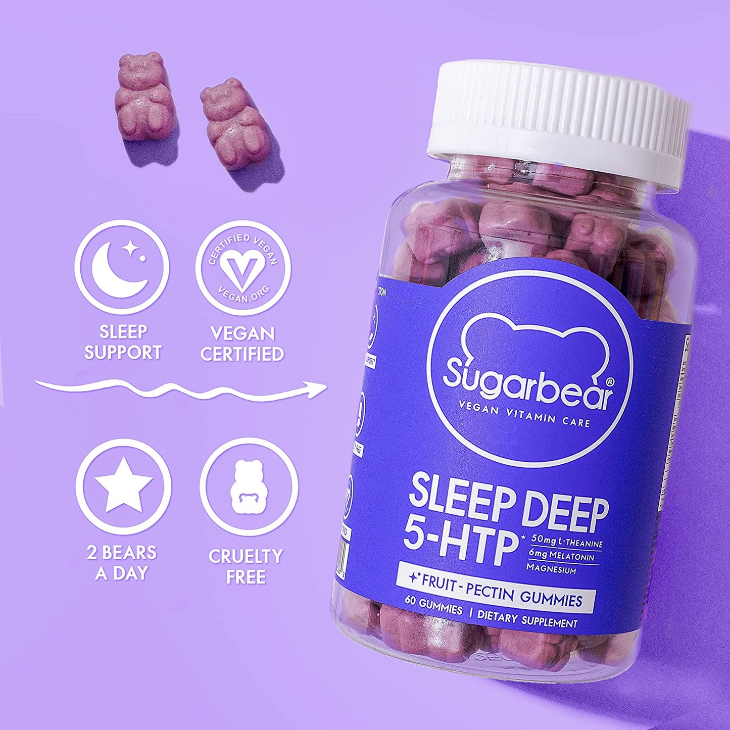 Sugarbear - Sleep Deep 5‑HTP Vitamin Gummies | 60 Gummies - Medaid