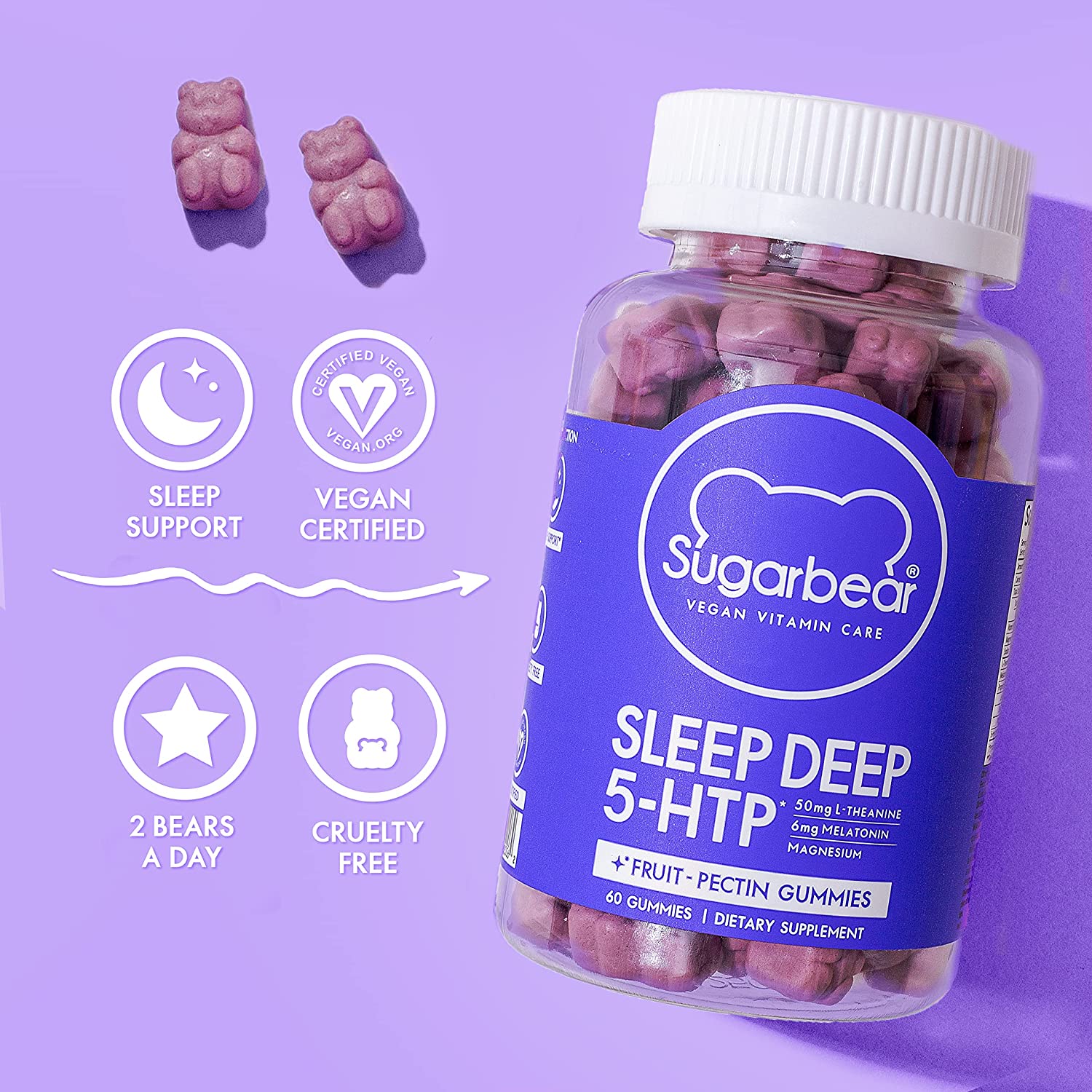 Sugarbear - Sleep Deep 5‑HTP Vitamin Gummies | 60 Gummies - Medaid