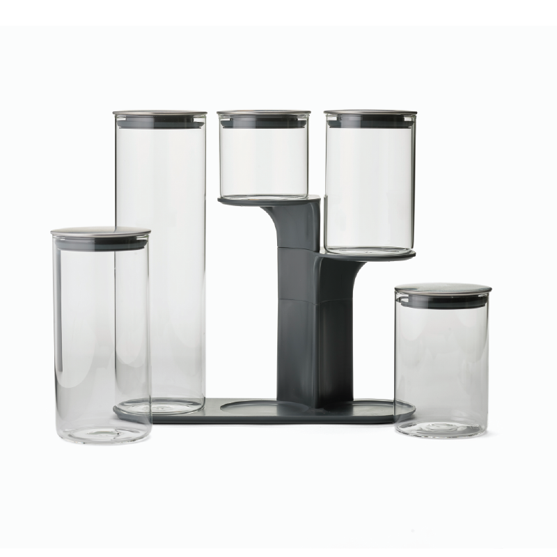 Joseph Joseph Podium 100 5 PCS Glass Storage Jar Set W/Stand - Medaid