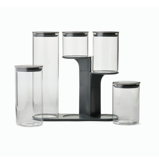Joseph Joseph Podium 100 5 PCS Glass Storage Jar Set W/Stand - Medaid