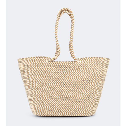 Top Ten Chic Women Beach Bag Begie/White - Medaid International