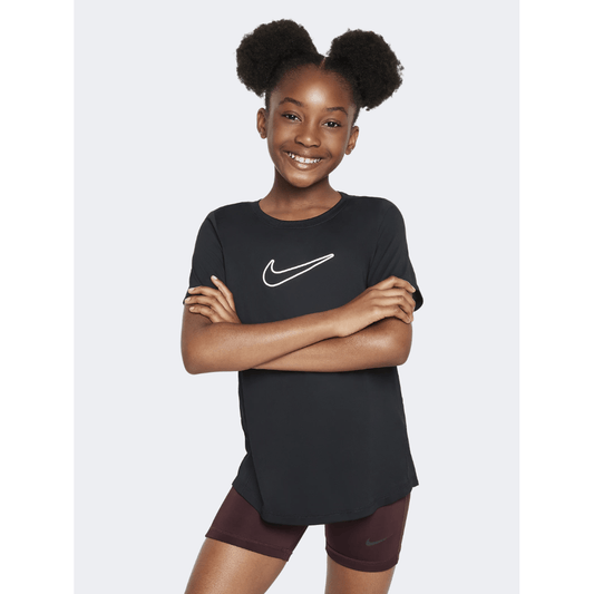 Nike One Fitted Girls Training T-Shirt Black - Medaid