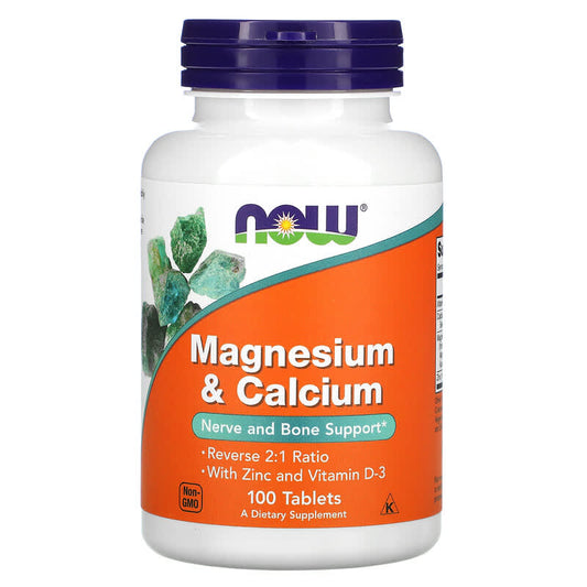 NOW Foods, Magnesium & Calcium, 100 Tablets - Medaid