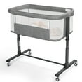 AILEEKISS Baby Bassinet Bedside Sleeper, Height Adjustable Newborn Baby Bassinet with Wheels, Grey - Medaid