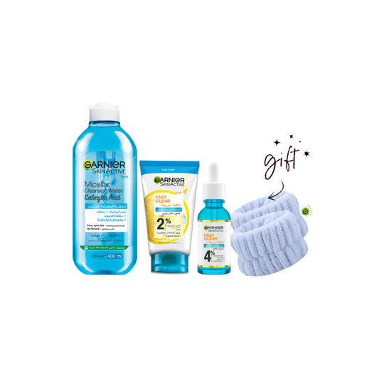 Garnier Fast Clear Booster AntI-Acne Bundle + Wrist Band Gift - Medaid