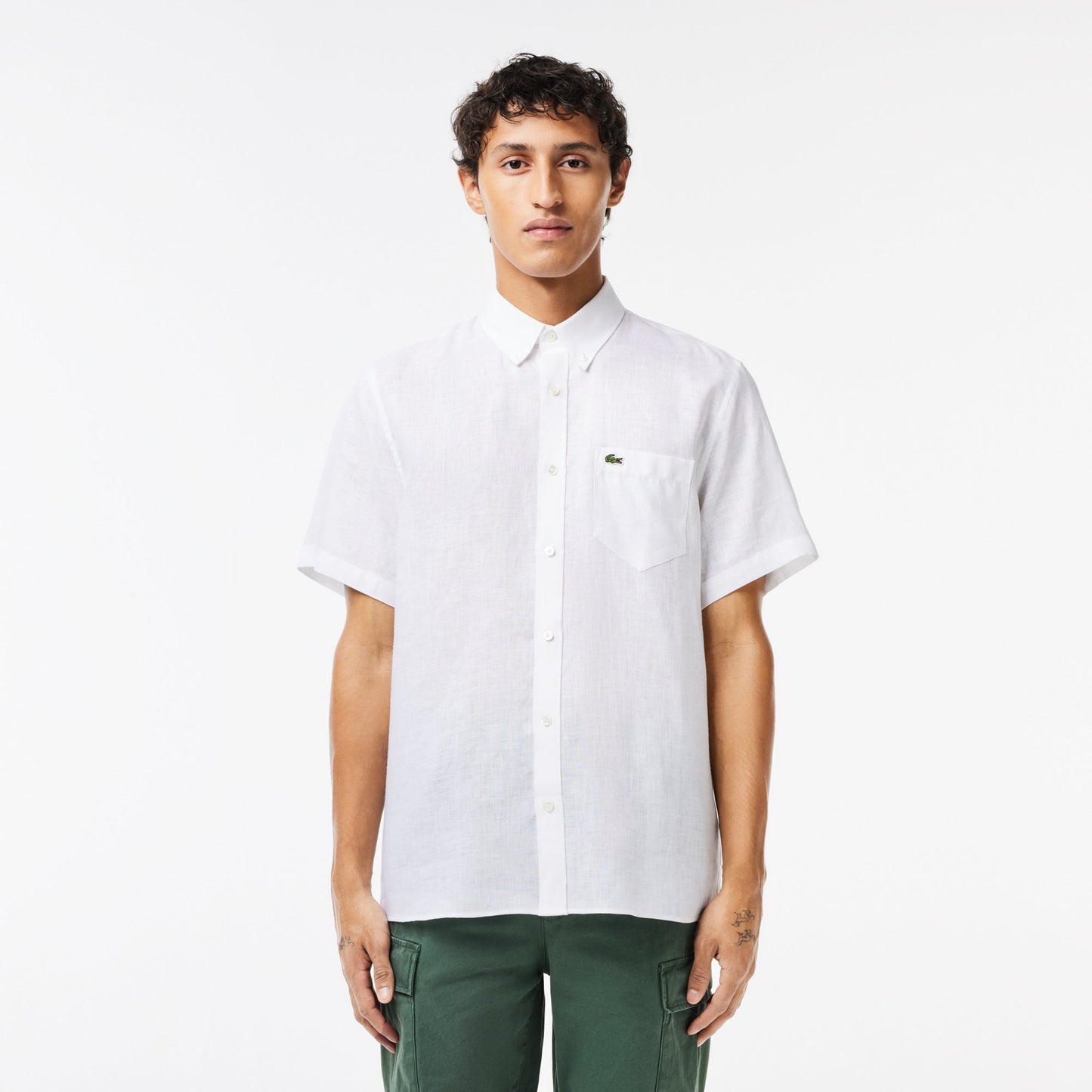 Men’s Lacoste Short Sleeve Linen Shirt - CH5699 - Medaid International