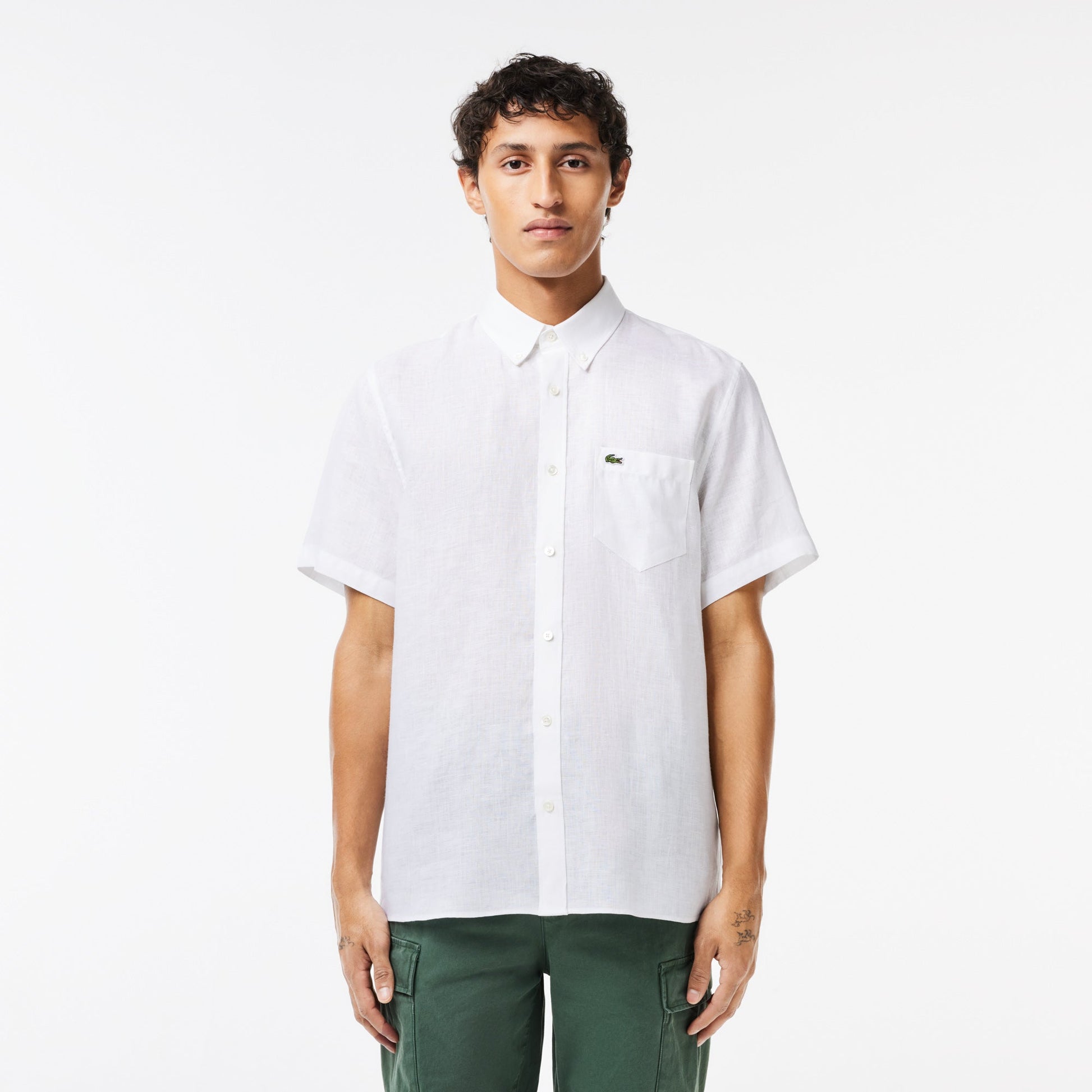 Men’s Lacoste Short Sleeve Linen Shirt - CH5699 - Medaid International