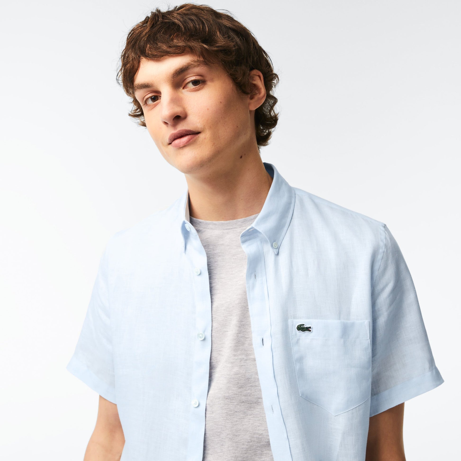 Men’s Lacoste Short Sleeve Linen Shirt - CH5699 - Medaid International