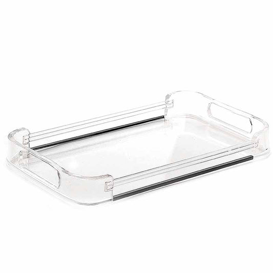 41 CM Transparent Plexi Rectangular Serving Tray with Handles Multifunctional Organizer Tray for Food Drinks Snacks and Appetizers - Medaid