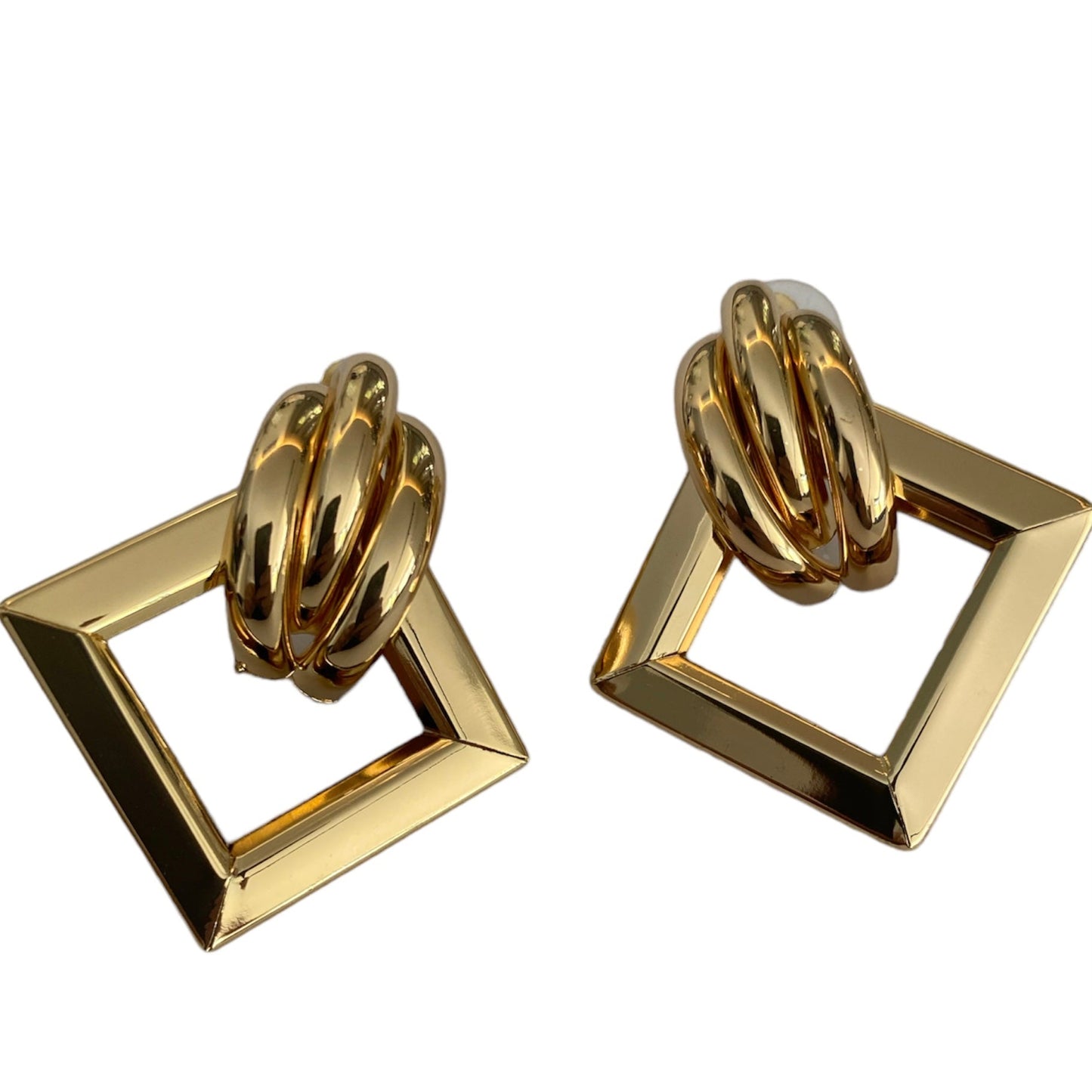 Square gold earrings accessory #4020 - Medaid