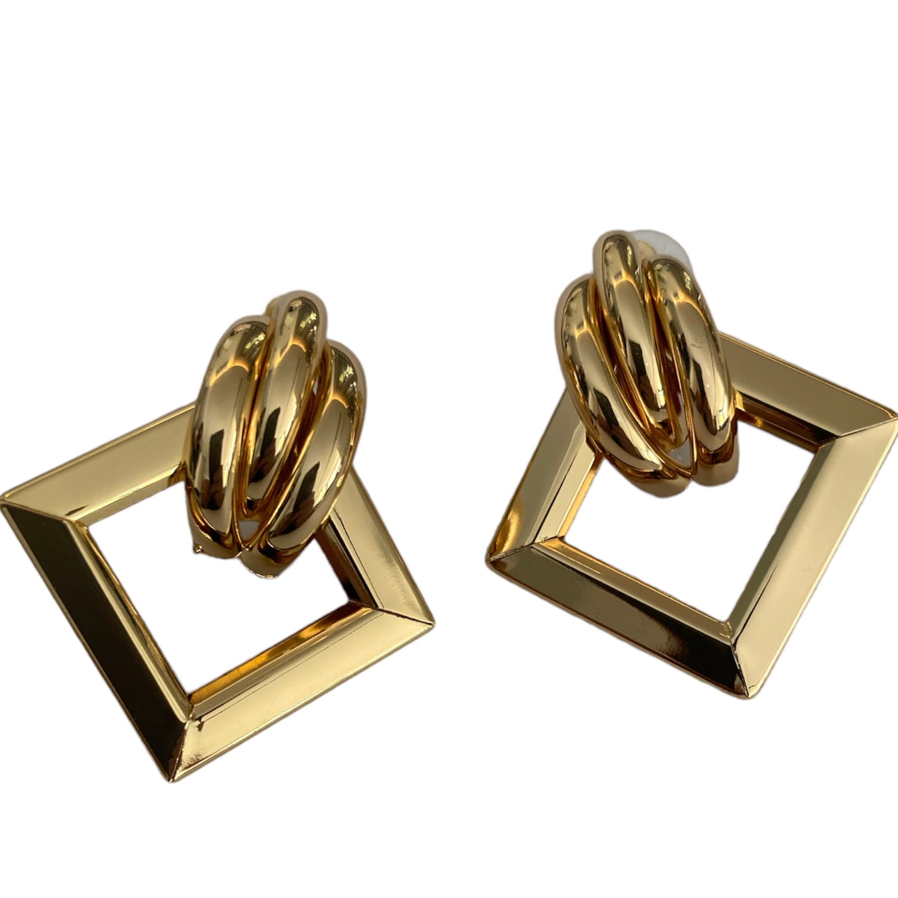 Square gold earrings accessory #4020 - Medaid