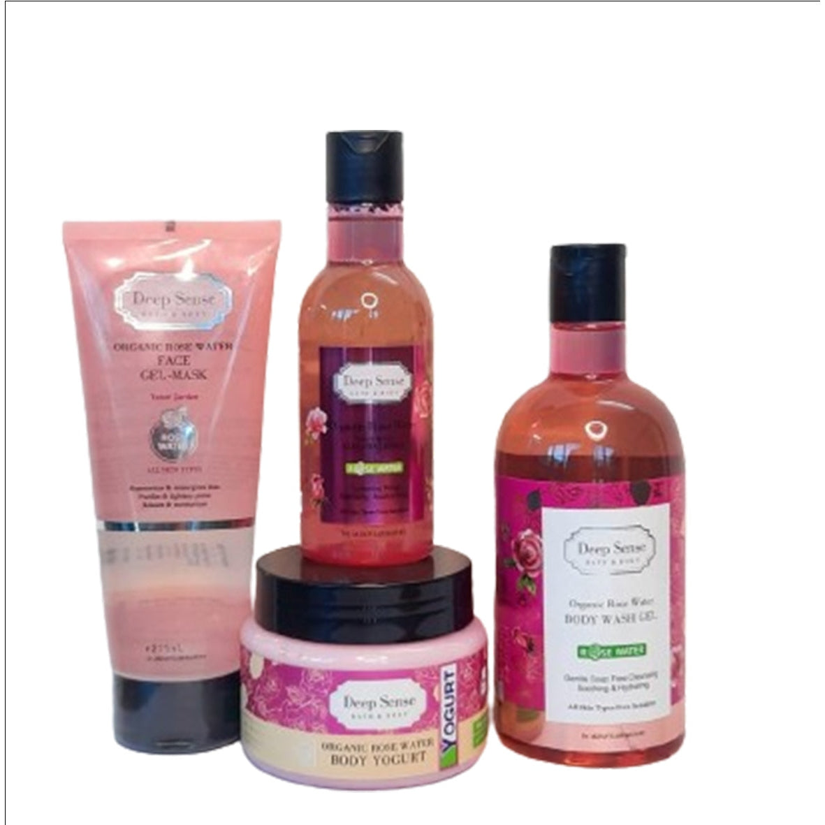 Organic Rose Water Face Gel Mask + Organic Rose Water Toner + Organic Rose Water Body Wash + Organic Rose Water Body Yogurt - Medaid
