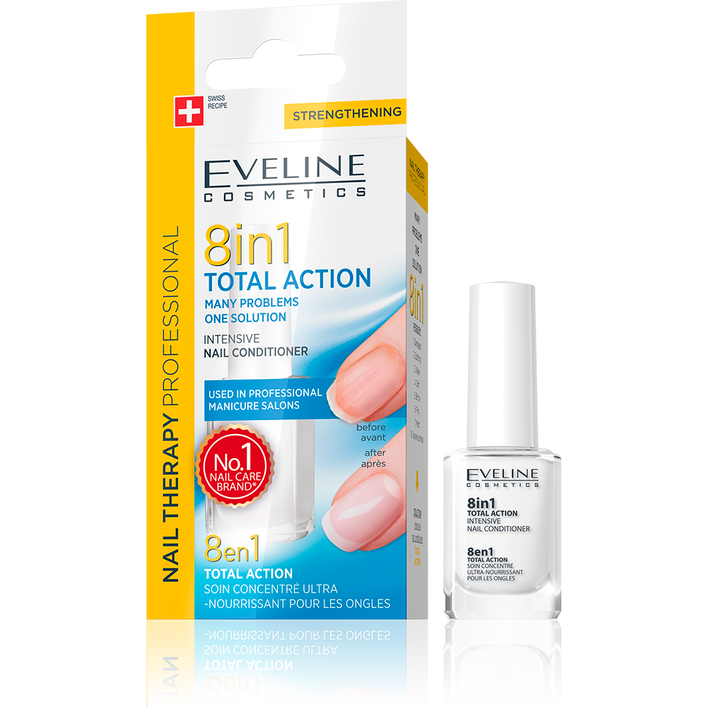 Eveline Nail Therapy Total Action 8 In 1 Intensive Nail Conditioner- 12 ml [IMPORTED] - Medaid