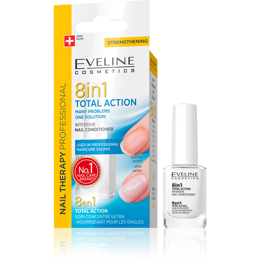 Eveline Nail Therapy Total Action 8 In 1 Intensive Nail Conditioner- 12 ml [IMPORTED] - Medaid
