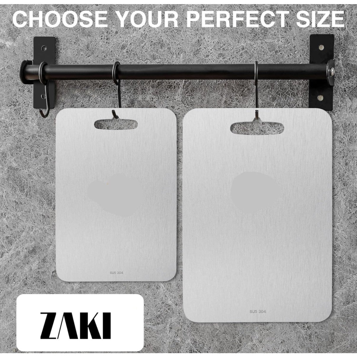 ZAKI Titanium Cutting Board, S304 Stainless Steel Chopping Board, Double-Sided Food Grade Cutting Board, Ideal for Handling Meat, Vegetables,Kneading and Dough Making (Medium 34x24 cm) - Medaid