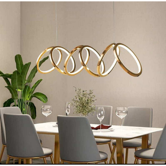 74 CM Modern Hanging LED Circles Pendant Lights for Dining Room Kitchen Bedroom Living Room Gold - Medaid