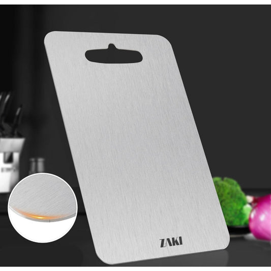 ZAKI Titanium Cutting Board, S304 Stainless Steel Chopping Board, Double-Sided Food Grade Cutting Board, Ideal for Handling Meat, Vegetables,Kneading and Dough Making (Medium 34x24 cm) - Medaid
