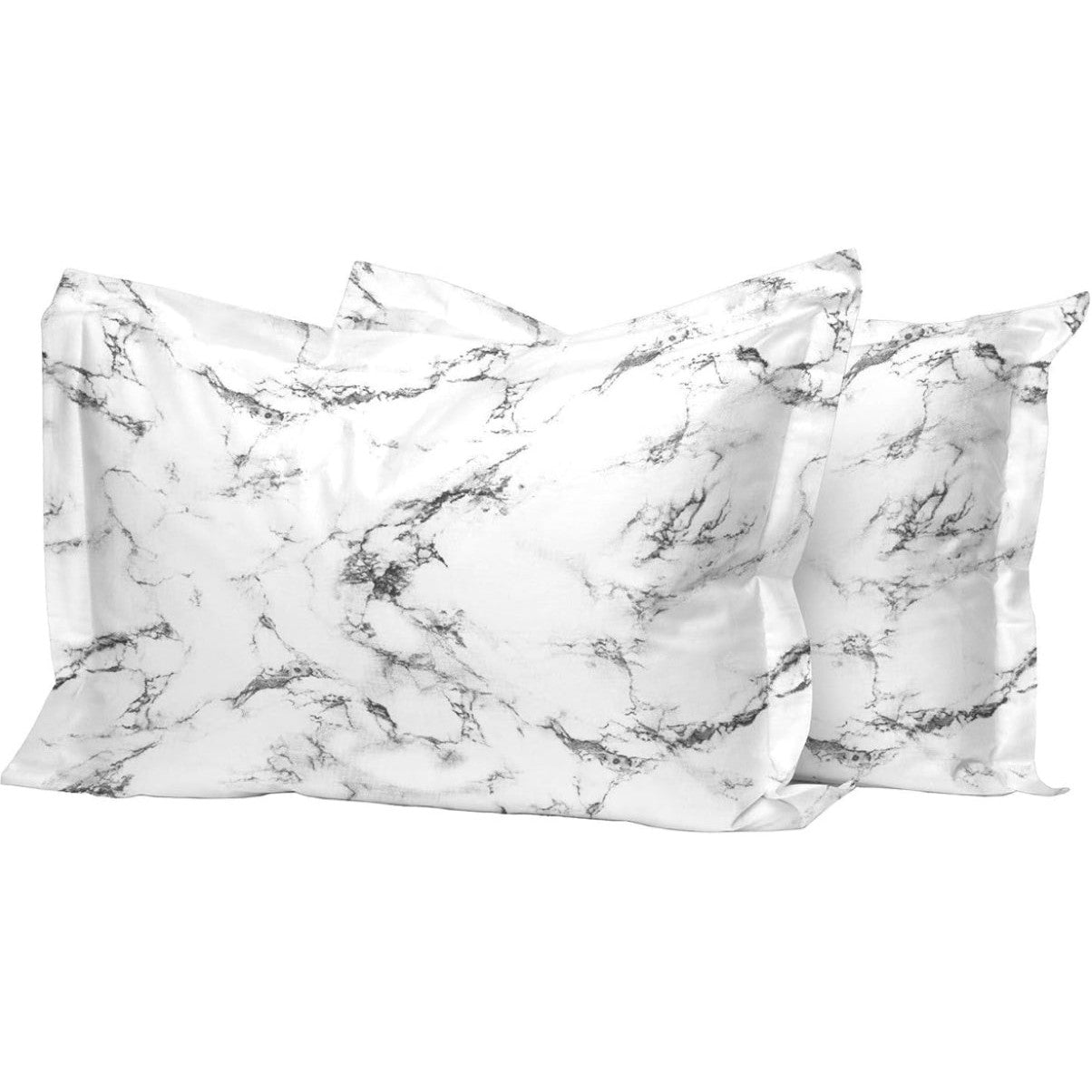 Pizuna Pure Combed Cotton Standard Pillow Cases 50x75 cm Marble White, 400 Thread Count Soft Luxurious 100% Long Staple Cotton Sateen Weave Pillow Cover With 5cm Hem (Printed Pillowcase - 2 PC) - Medaid