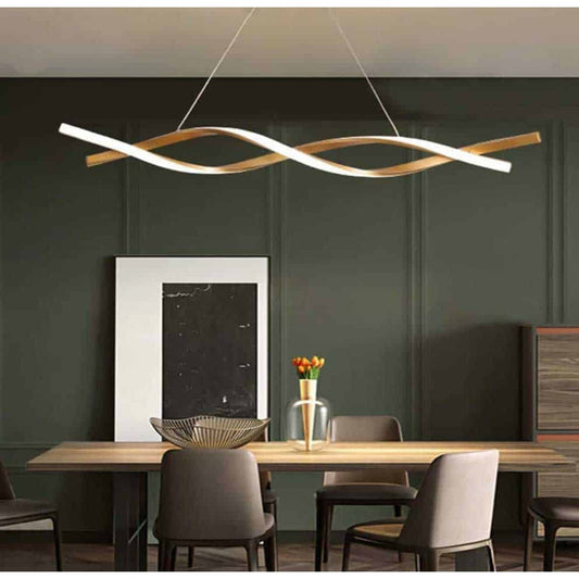 120 CM Modern Hanging LED Helix Pendant Lights for Dining Room Kitchen Bedroom Living Room Gold - Medaid