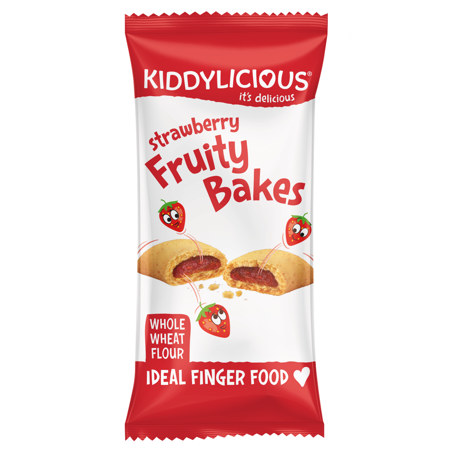 Kiddylicious Strawberry Fruity Bakes - Delicious Snacks for Kids with Real Fruit Centre - Suitable for 12+ Months - Medaid