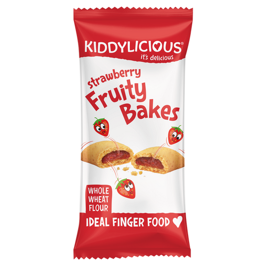 Kiddylicious Strawberry Fruity Bakes - Delicious Snacks for Kids with Real Fruit Centre - Suitable for 12+ Months - Medaid