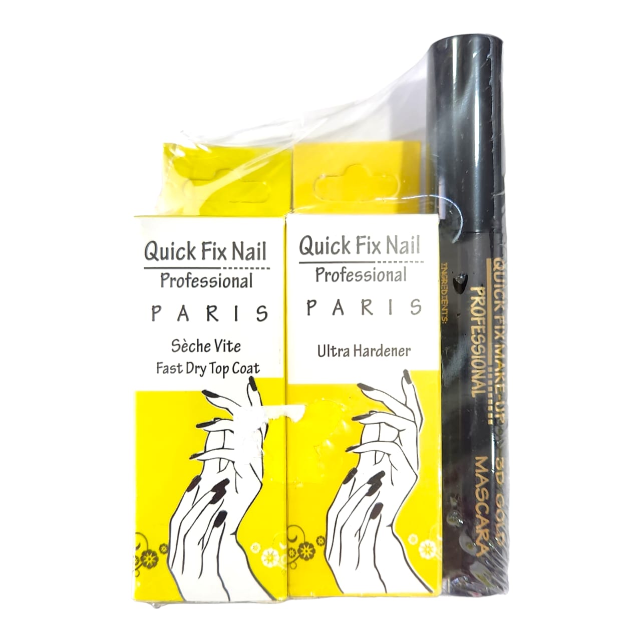 Quick fix ultra nail hardener + fast dry top coat + FREE quick fix 3D mascara - Medaid